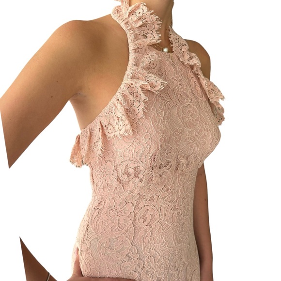 Nanette Lepore Blush Laced Ruffled Cotton Backless Cocktail Midi Dress Women’s 4 - Picture 7 of 16